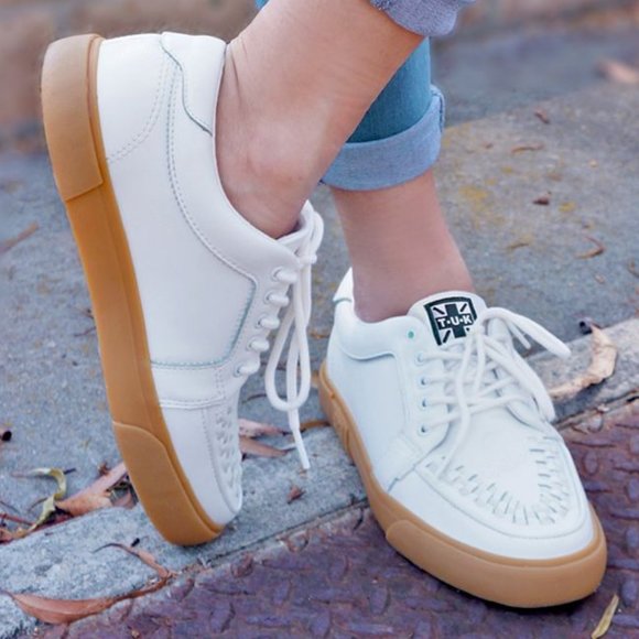 T.U.K Shoes - T.U.K Creeper Sneaker, white leather, NIB
